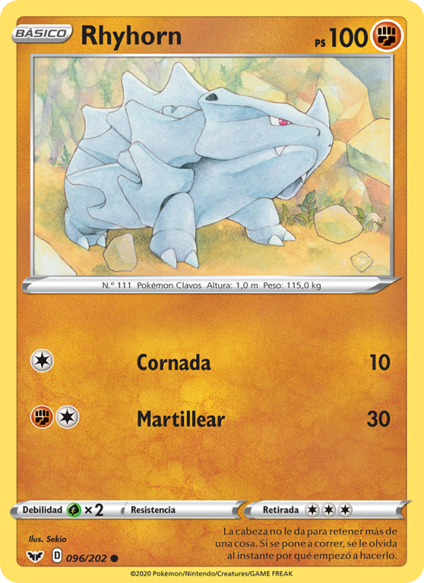 Rhyhorn 96 — Sword & Shield (Spanish Pokémon TCG card)