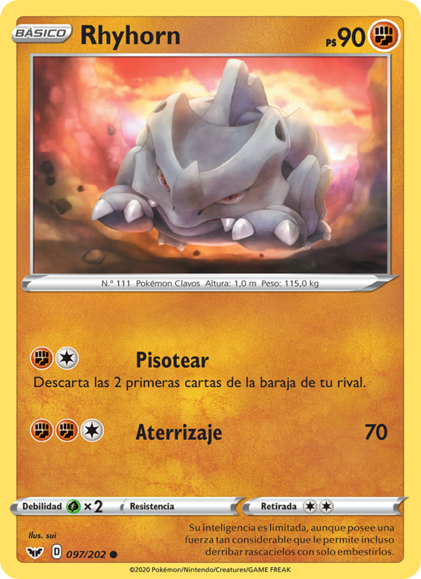 Rhyhorn 97 — Sword & Shield (Spanish Pokémon TCG card)