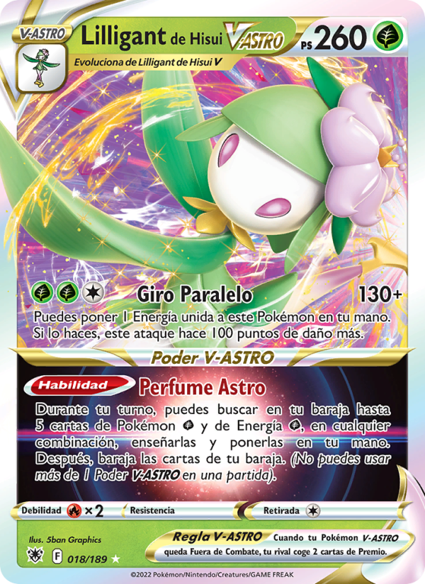 Lilligant de Hisui V-ASTRO 018 — Astral Radiance (Spanish Pokémon TCG card)