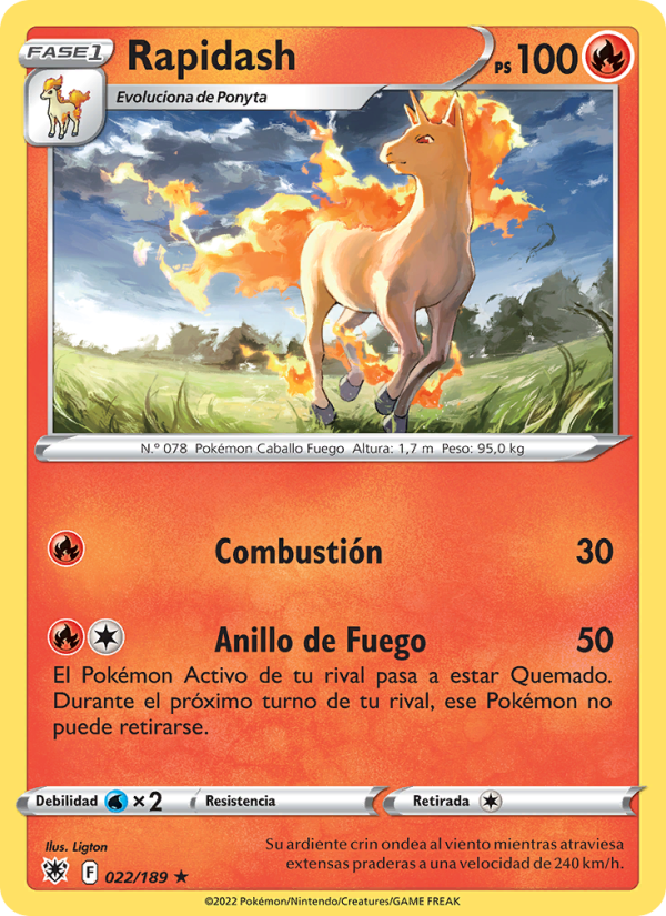 Rapidash 022 — Astral Radiance (Spanish Pokémon TCG card)