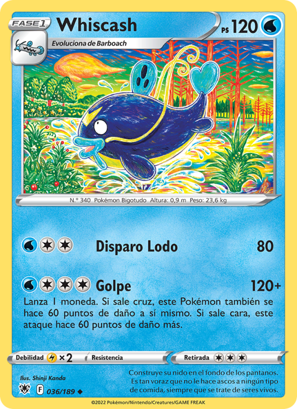 Whiscash 036 — Astral Radiance (Spanish Pokémon TCG card)