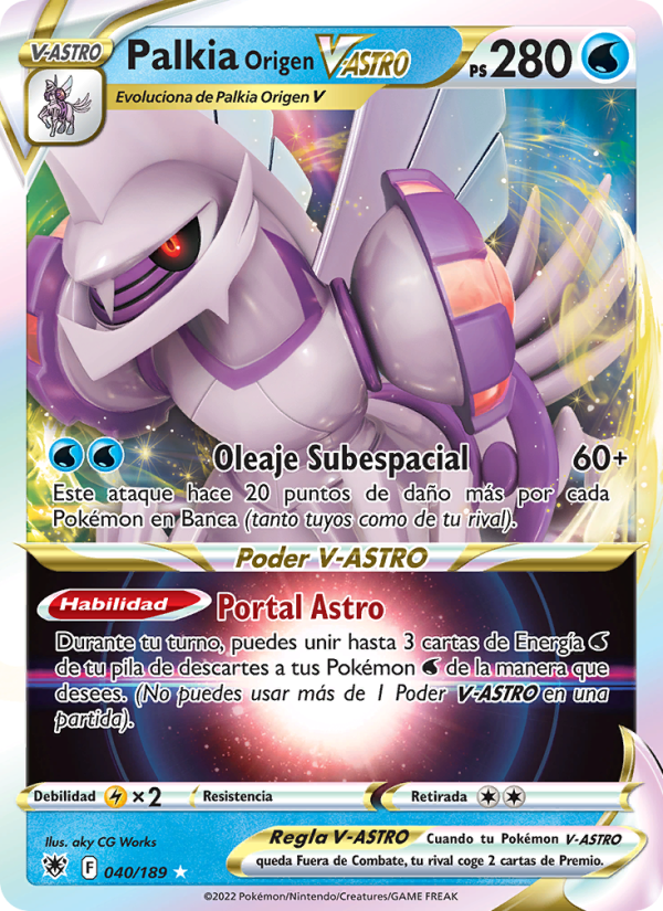Palkia Origen V-ASTRO 040 — Astral Radiance (Spanish Pokémon TCG card)