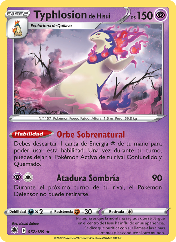 Typhlosion de Hisui 052 — Astral Radiance (Spanish Pokémon TCG card)