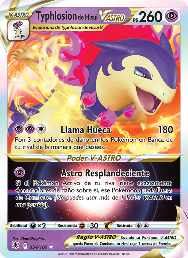 Typhlosion de Hisui V-ASTRO 054 — Astral Radiance (Spanish Pokémon TCG card)