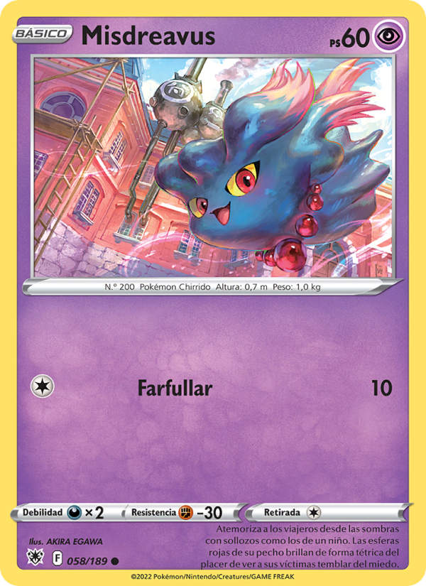 Misdreavus 058 — Astral Radiance (Spanish Pokémon TCG card)