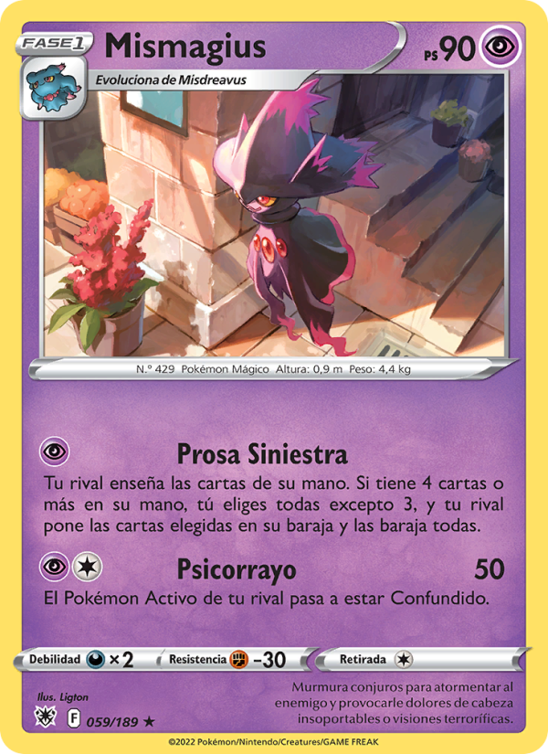 Mismagius 059 — Astral Radiance (Spanish Pokémon TCG card)