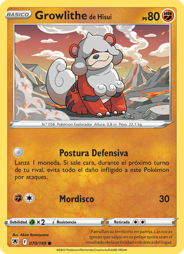 Growlithe de Hisui 070 — Astral Radiance (Spanish Pokémon TCG card)