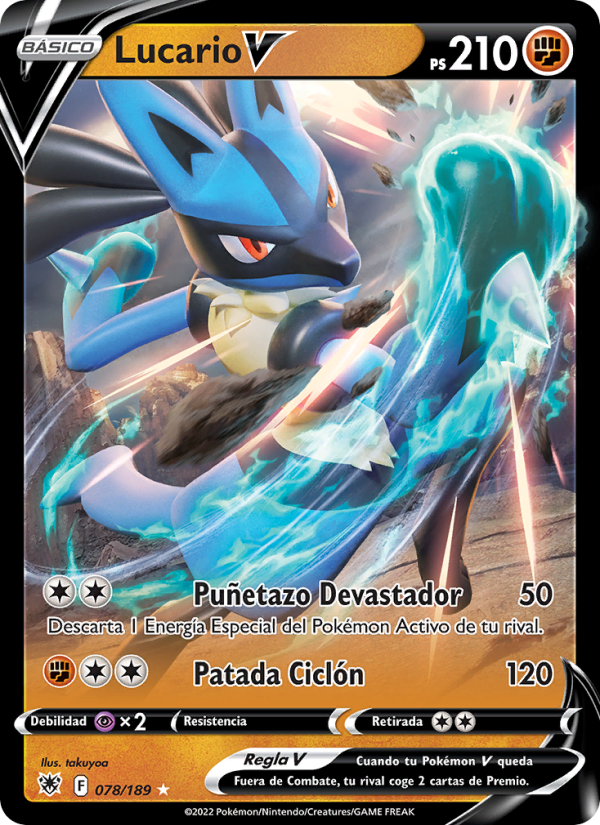 Lucario V 078 — Astral Radiance (Spanish Pokémon TCG card)