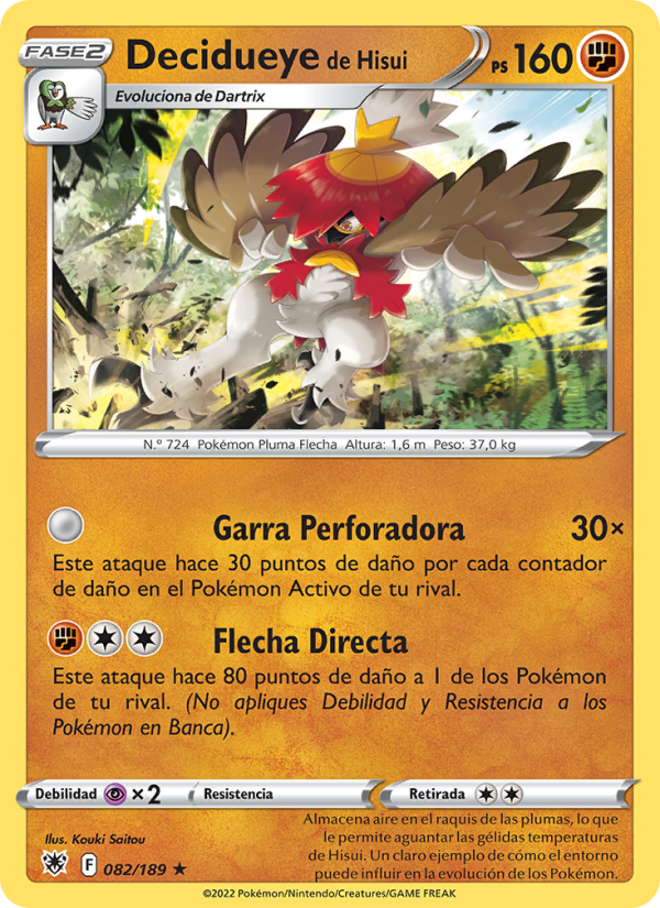 Decidueye de Hisui 082 — Astral Radiance (Spanish Pokémon TCG card)