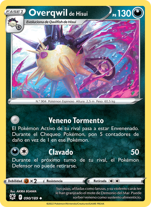 Overqwil de Hisui 090 — Astral Radiance (Spanish Pokémon TCG card)