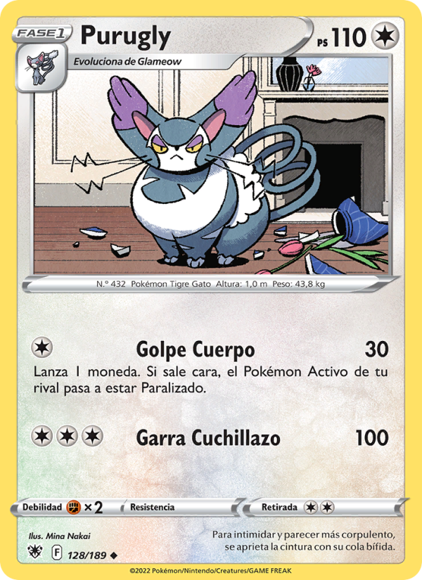 Purugly 128 — Astral Radiance (Spanish Pokémon TCG card)