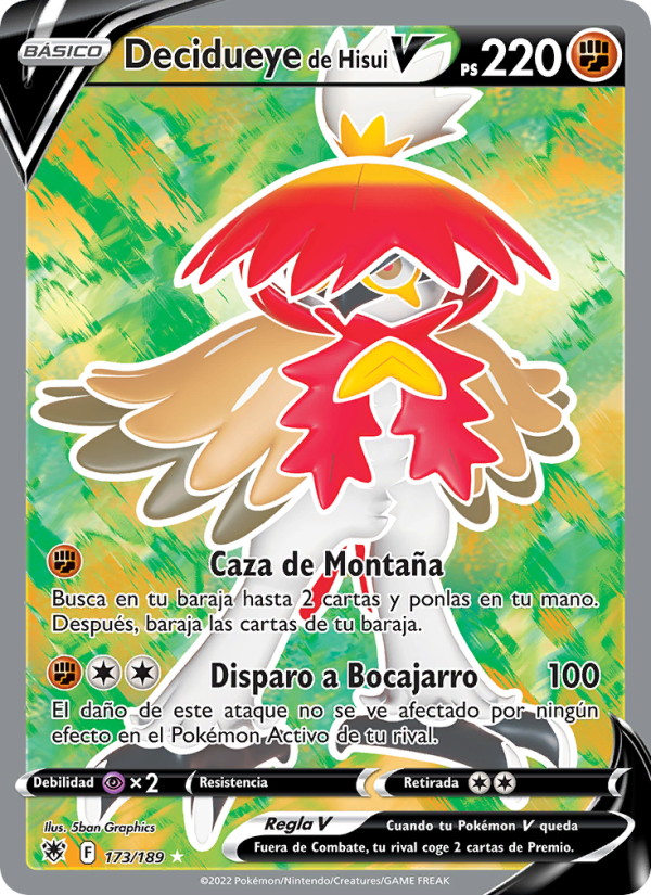 Decidueye de Hisui V 173 — Astral Radiance (Spanish Pokémon TCG card)