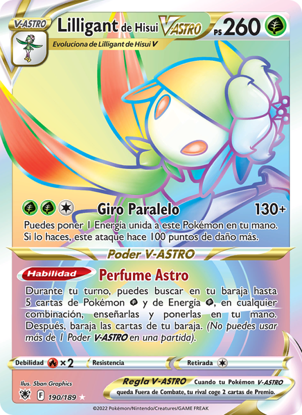 Lilligant de Hisui V-ASTRO 190 — Astral Radiance (Spanish Pokémon TCG card)