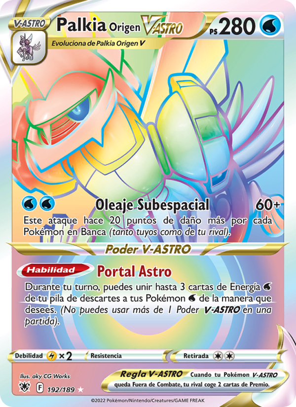 Palkia Origen V-ASTRO 192 — Astral Radiance (Spanish Pokémon TCG card)