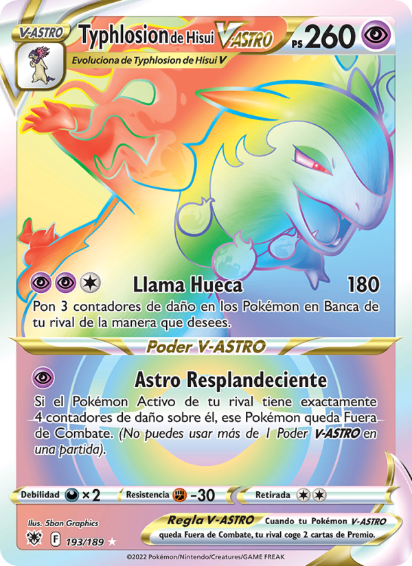 Typhlosion de Hisui V-ASTRO 193 — Astral Radiance (Spanish Pokémon TCG card)