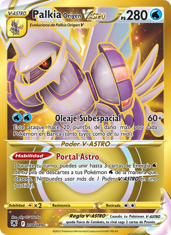 Palkia Origen V-ASTRO 208 — Astral Radiance (Spanish Pokémon TCG card)