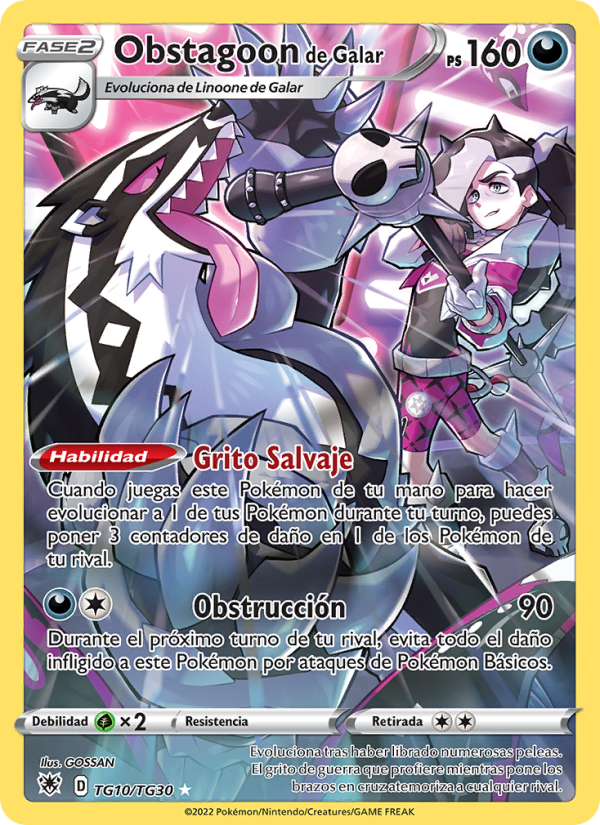 Obstagoon de Galar TG10 — Astral Radiance (Spanish Pokémon TCG card)