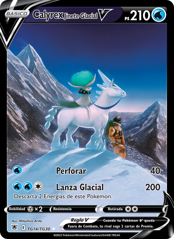 Calyrex Jinete Glacial V TG14 — Astral Radiance (Spanish Pokémon TCG card)