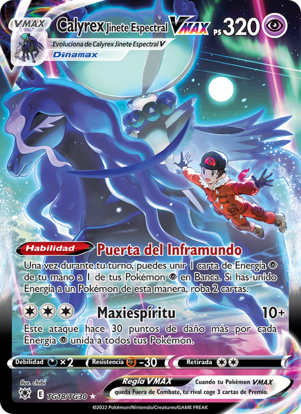 Calyrex Jinete Espectral VMAX TG18 — Astral Radiance (Spanish Pokémon TCG card)