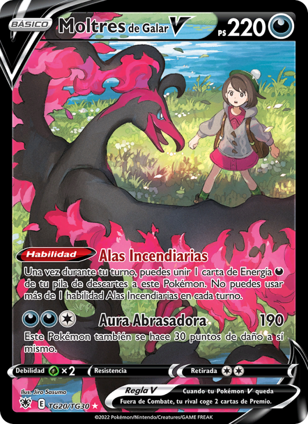 Moltres de Galar V TG20 — Astral Radiance (Spanish Pokémon TCG card)