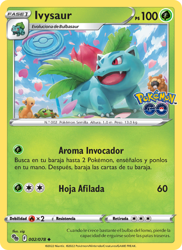 Ivysaur 002 — Pokémon GO (Spanish Pokémon TCG card)