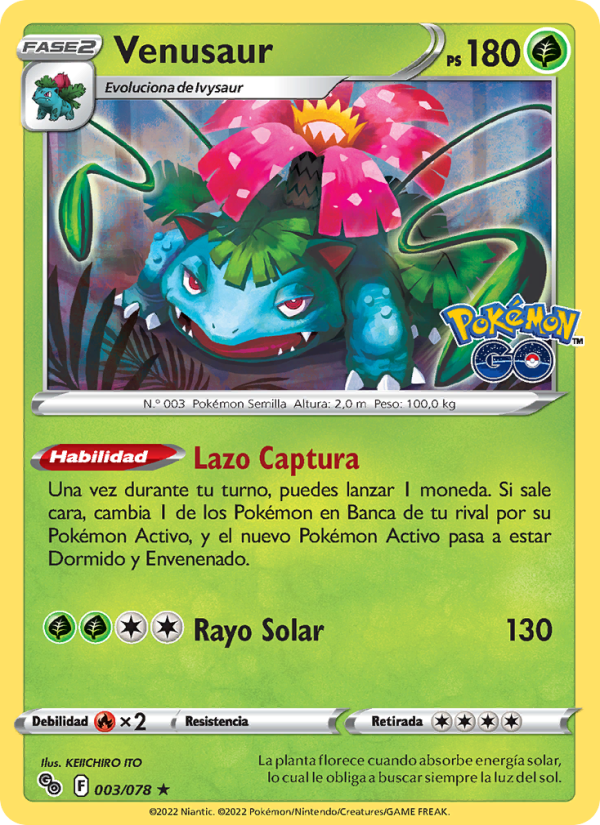 Venusaur 003 — Pokémon GO (Spanish Pokémon TCG card)