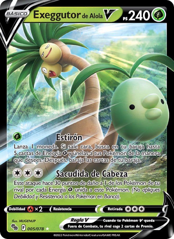 Exeggutor de Alola V 005 — Pokémon GO (Spanish Pokémon TCG card)