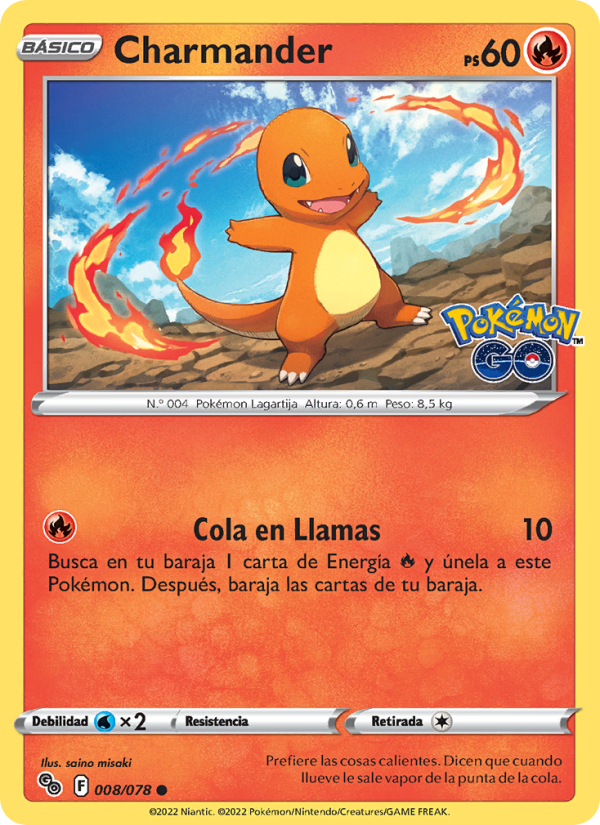 Charmander 008 — Pokémon GO (Spanish Pokémon TCG card)