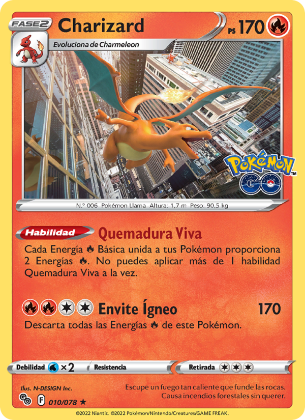 Charizard 010 — Pokémon GO (Spanish Pokémon TCG card)