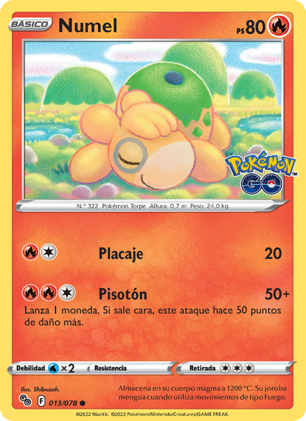 Numel 013 — Pokémon GO (Spanish Pokémon TCG card)