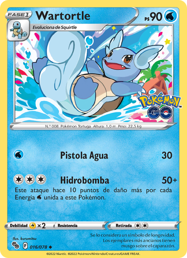Wartortle 016 — Pokémon GO (Spanish Pokémon TCG card)
