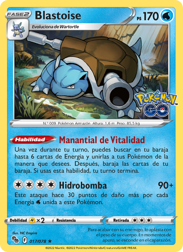 Blastoise 017 — Pokémon GO (Spanish Pokémon TCG card)