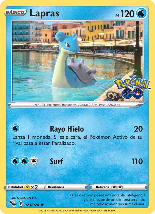 Lapras 023 — Pokémon GO (Spanish Pokémon TCG card)