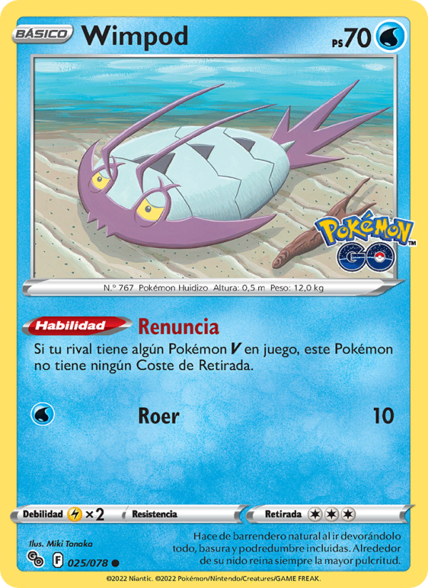 Wimpod 025 — Pokémon GO (Spanish Pokémon TCG card)