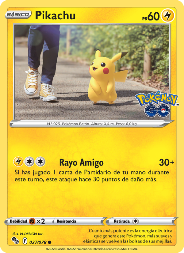 Pikachu 027 — Pokémon GO (Spanish Pokémon TCG card)