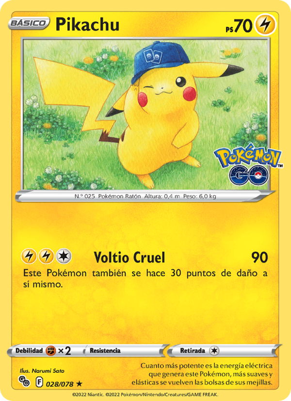 Pikachu 028 — Pokémon GO (Spanish Pokémon TCG card)