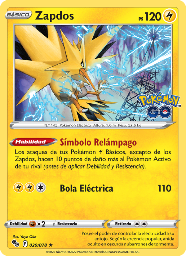 Zapdos 029 — Pokémon GO (Spanish Pokémon TCG card)