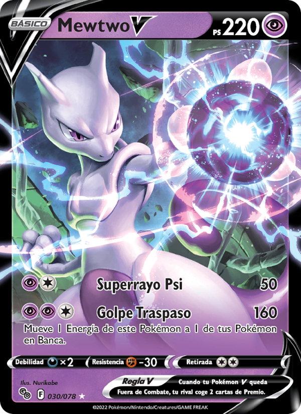 Mewtwo V 030 — Pokémon GO (Spanish Pokémon TCG card)
