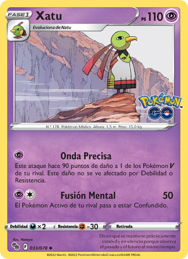 Xatu 033 — Pokémon GO (Spanish Pokémon TCG card)