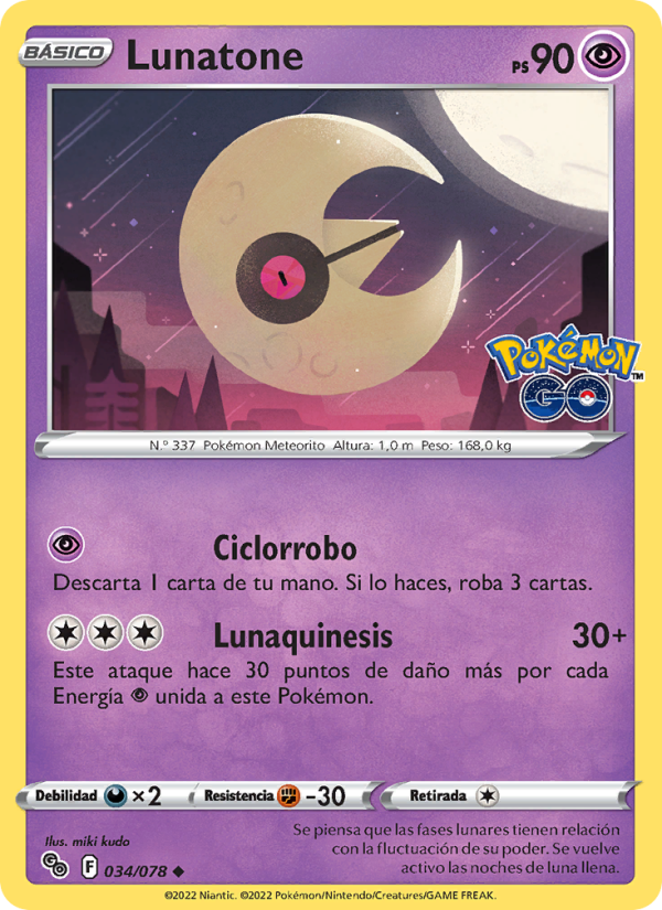 Lunatone 034 — Pokémon GO (Spanish Pokémon TCG card)