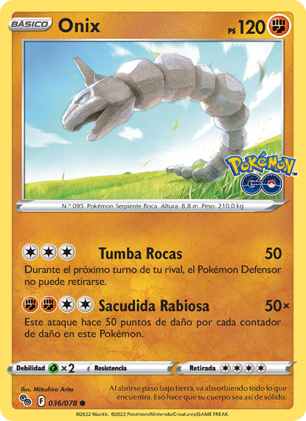 Onix 036 — Pokémon GO (Spanish Pokémon TCG card)