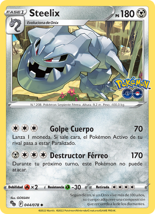 Steelix 044 — Pokémon GO (Spanish Pokémon TCG card)
