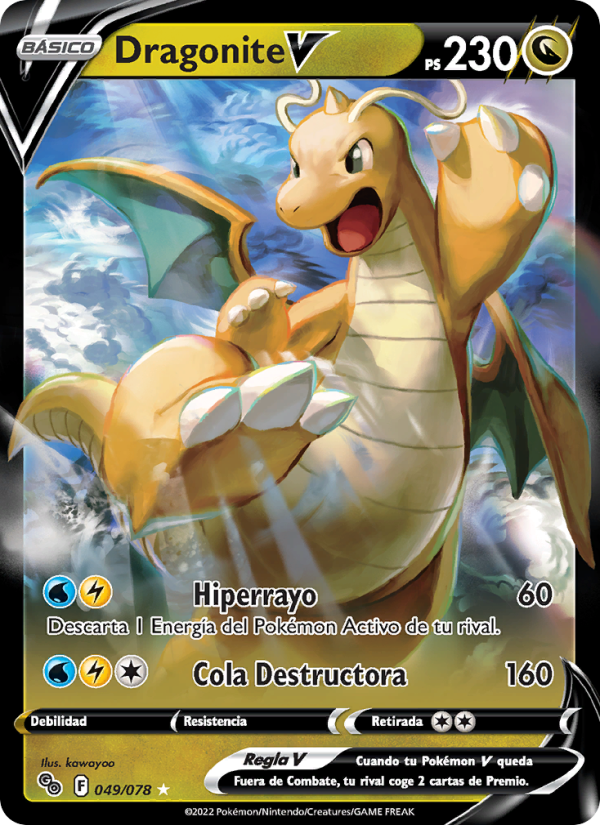 Dragonite V 049 — Pokémon GO (Spanish Pokémon TCG card)