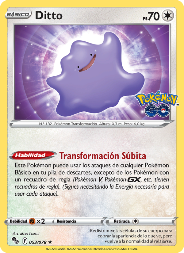 Ditto 053 — Pokémon GO (Spanish Pokémon TCG card)
