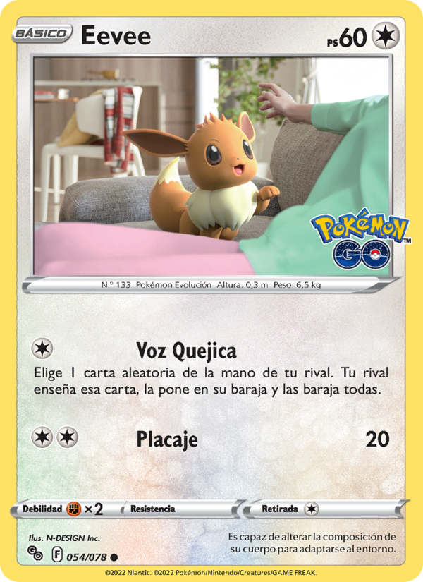 Eevee 054 — Pokémon GO (Spanish Pokémon TCG card)