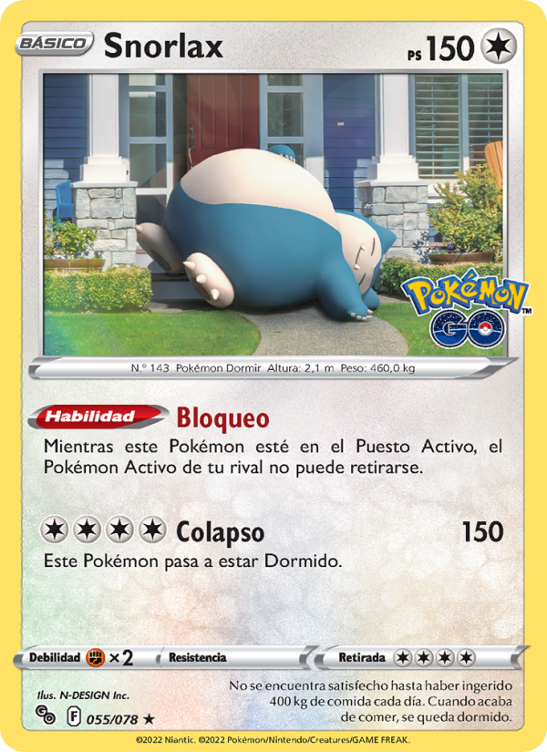 Snorlax 055 — Pokémon GO (Spanish Pokémon TCG card)