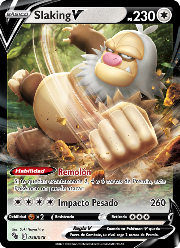Slaking V 058 — Pokémon GO (Spanish Pokémon TCG card)