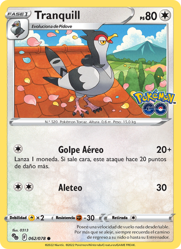 Tranquill 062 — Pokémon GO (Spanish Pokémon TCG card)