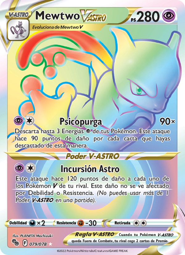 Mewtwo V-ASTRO 079 — Pokémon GO (Spanish Pokémon TCG card)