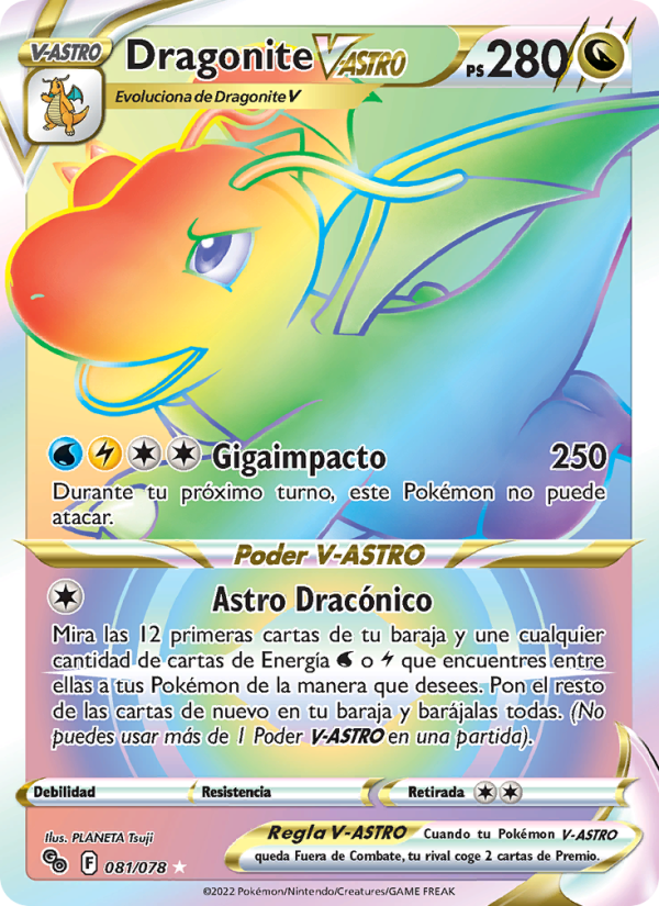 Dragonite V-ASTRO 081 — Pokémon GO (Spanish Pokémon TCG card)